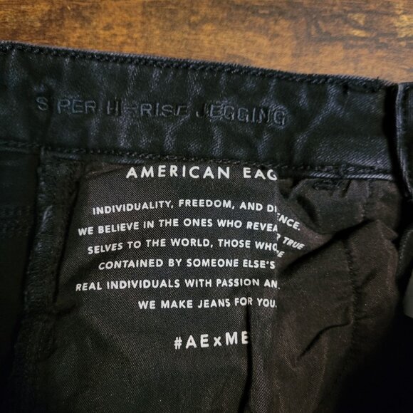 American Eagle 8 R Jegging Super Hi Rise 360 Next Level Stretch Black Wash - Picture 5 of 12